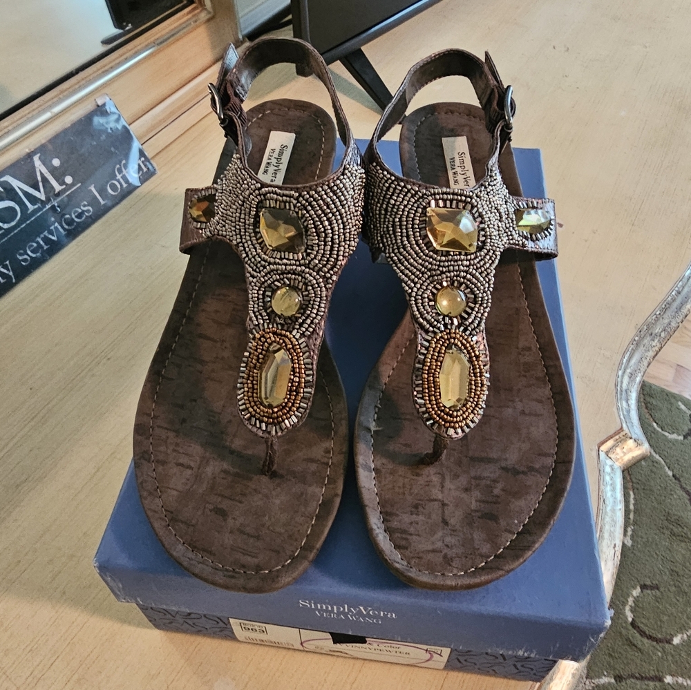 Women's Beaded Sandals - Brown Size 9